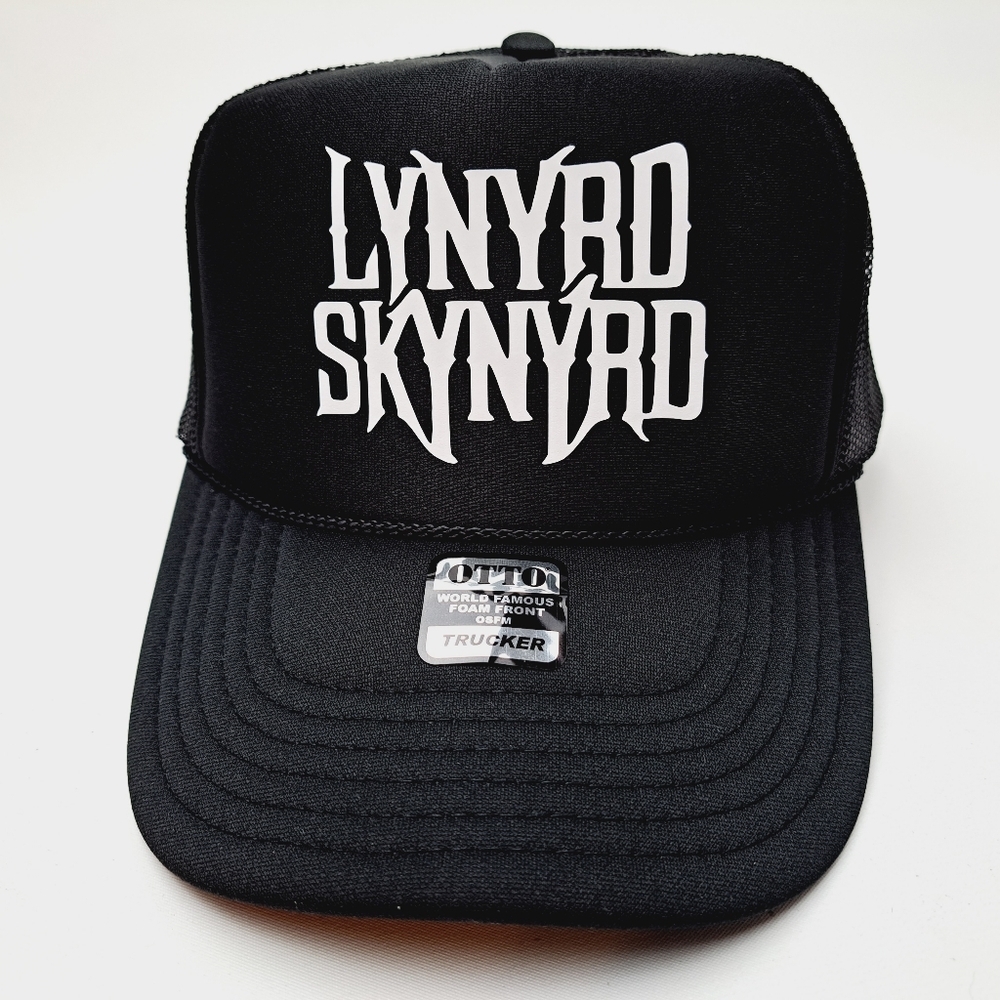 Lynyrd Skynyrd Foam Mesh Trucker Snapback Cap Hat Black HTV